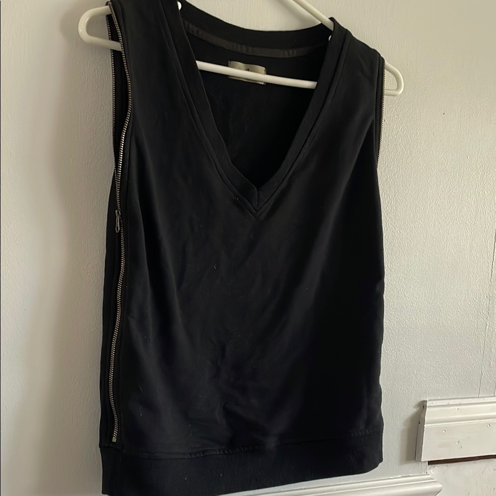 Black Sleeveless Top with Side Zipper